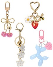 4 PCS Bag Charms for Handbags, Cute Cherry Keychain Purse Accessories