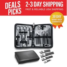 High-Precision 30-in-1 Men's Grooming Set in Luxurious Black Case - Perfect Gift