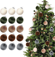 15Pcs Shatterproof Velvet Christmas Tree Ornaments in Assorted Colors 2.76