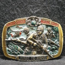 WJ11140 VINTAGE 1982  UNITED STATES MARINE CORPS  ARMED FORCES MEN BELT BUCKLE