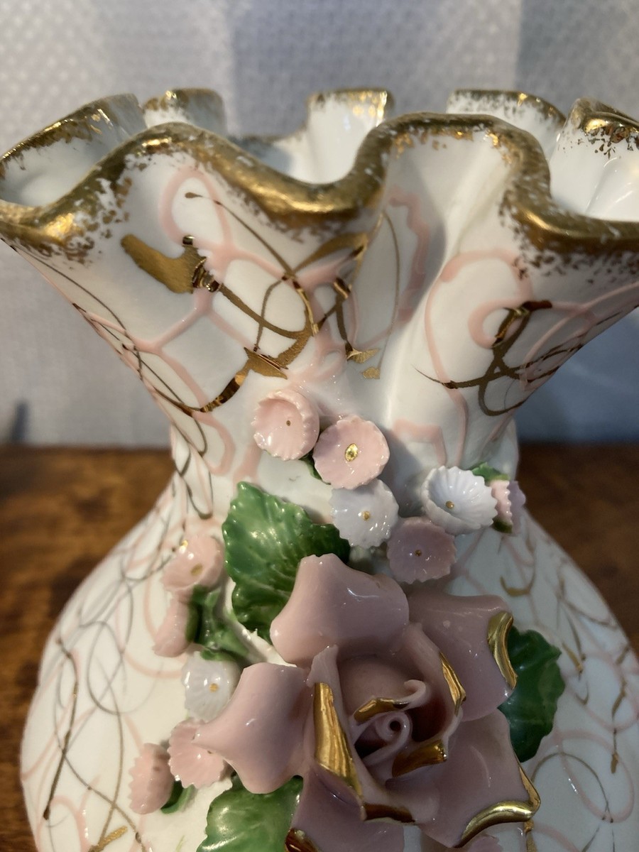 Vintage Lefton Floral Porcelain Hand Painted Vase #50440 | eBay