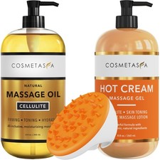Aceite de masaje para celulitis, gel y guante Gel de masaje natural de cremaView