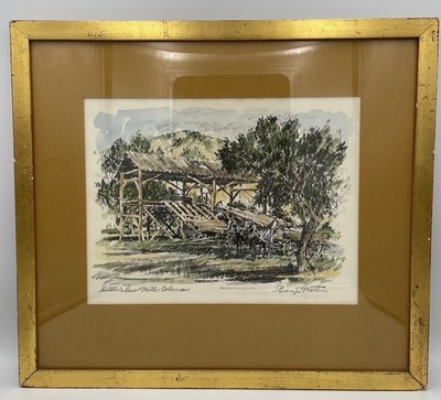 George Mathis Hand-colored Lithograph Print Sutter s Saw Mill, Coloma Signed