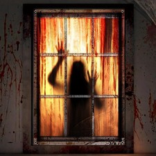 Halloween Window Decorations, Large Scary Bloody Girl Haunted House Party Hal...