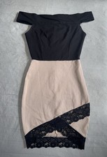 Black and cream off the shoulder dress with lace trim Size small