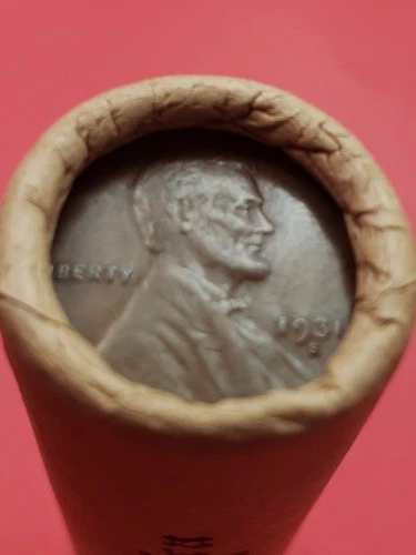 AU 1931-S LINCOLN WHEAT CENT 1913S LINCOLN WHEAT PENNY COIN ROLL ENDS BANKROLLED
