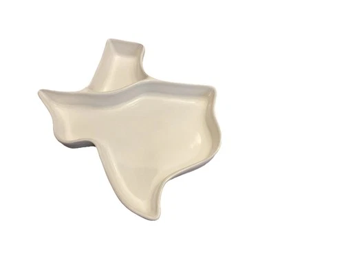 Vintage  Pottery Large Texas Shaped Divided Serving Dish Bowl/Tray Chips & Dip