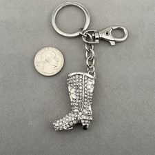 Western Cowgirl Fashion Floral Print Rhinestone Boot Keychain Key Ring 62685