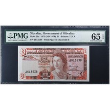 [#980226] Gibraltar, 1 Pound, 1975-11-20, UNC 65 EPQ, PMG