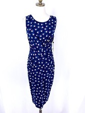NEW Adrianna Papell Monia Sleeveless Dress Size 8 Navy Blue Pink Floral Ruched
