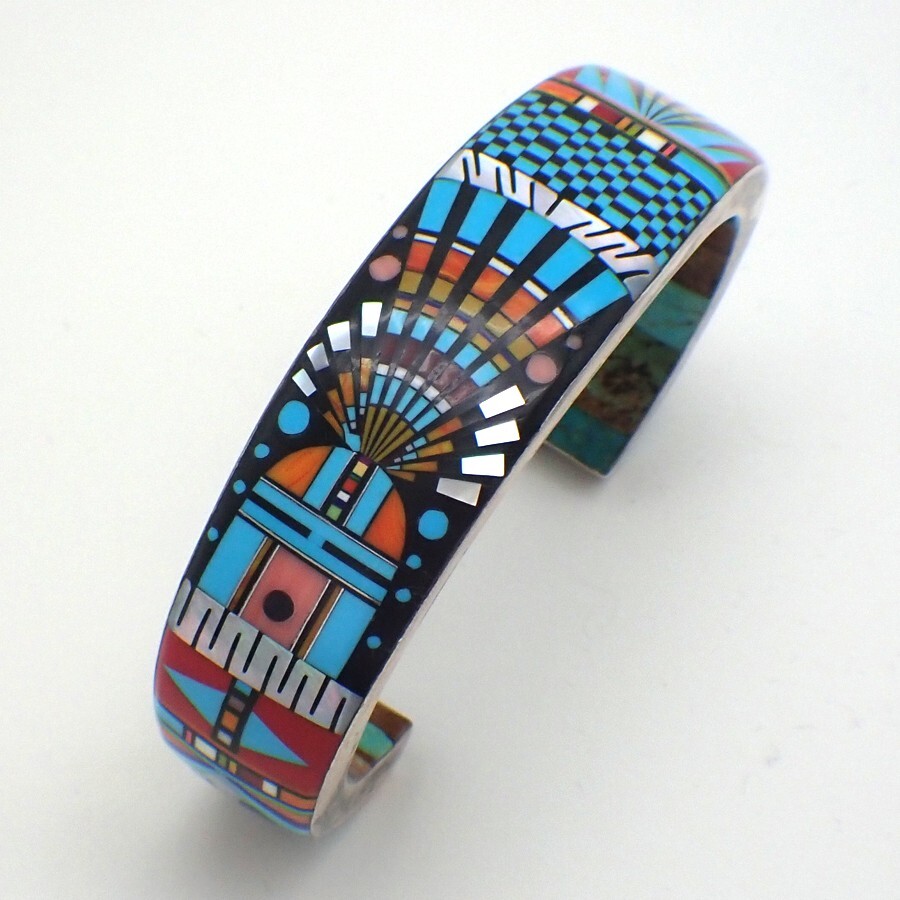 Cuff Bracelet Inlay Mosaic Sterling Silver Ronnie and Ramil