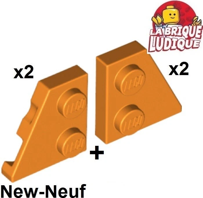 Lego 2x Aile Wedge plate 2x2 right droit + left gauche orange 24299 24307 NEUF