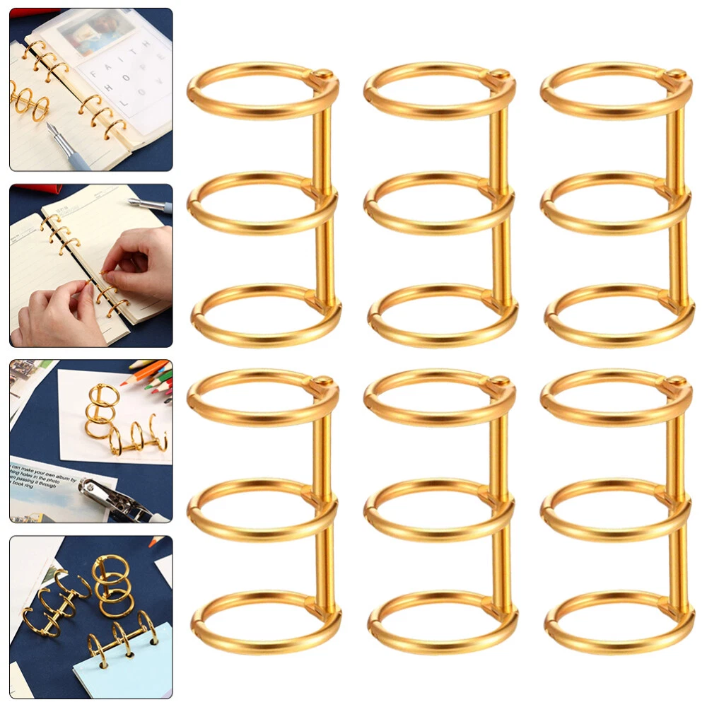 6PCS stainless steel binder rings Golden Binders Rings Loose-leaf Notebook  Coils