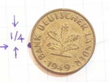 MONETA NIEMCY 1949 G 10 FENIGÓW MOSIĄDZ PLATEROWANY STALOWY BANK NIEMIECKI LĄDOWNIK 