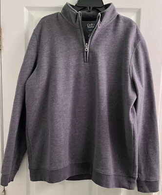 Croft & Barrow Men's Extra Soft 1/4 Zip Sweatshirt Gray Size L