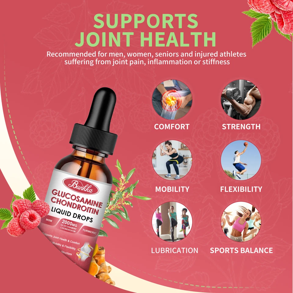 Gotas líquidas 60 ml de glucosamina condroitina MSM con cúrcuma Boswellia quercetina Foto 4 de 4