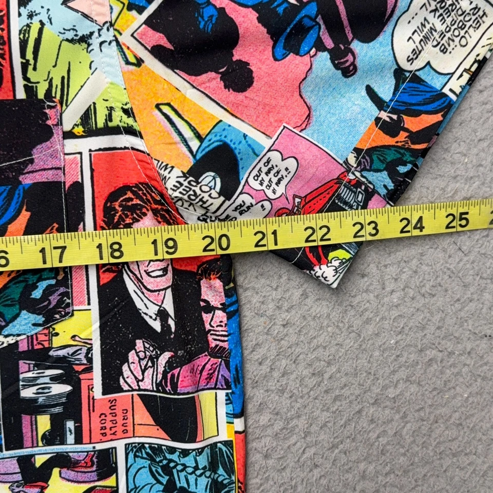 Just Attitude Comics Button Up Shirt Mens Medium Colorful Short Sleeve Casual - Image 3 of 4