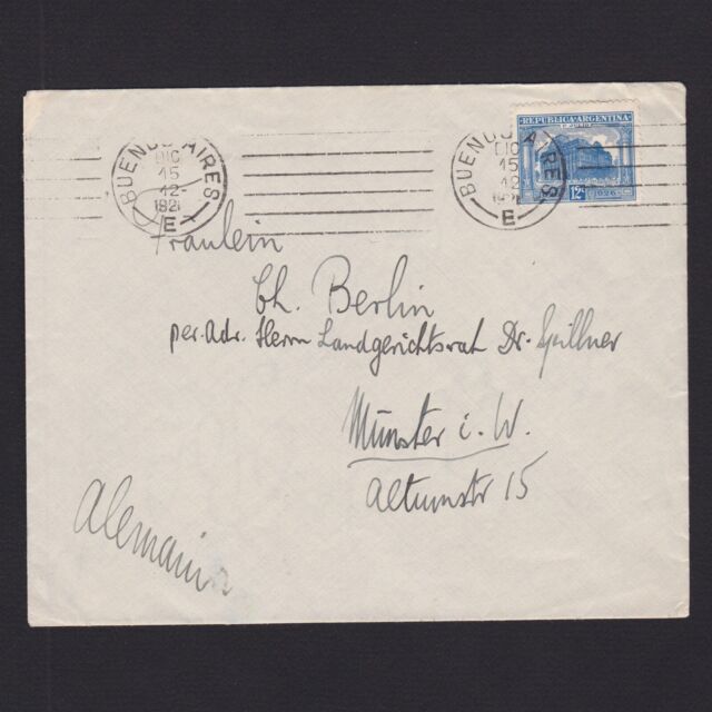 ARGENTINA 1921 Cover from Buenos Aires to Munster Germany