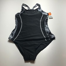 My Charmo Swimsuit Womens Size Medium Black One Piece UPF 50 Keyhole Back NWT