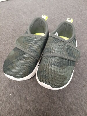 Carters Size 4 Toddler Boy Sneakers green white camoflouge 