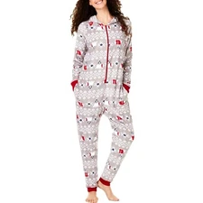 Family PJs Women's Christmas Holiday Fleece One-Piece Pajamas Color gray size L