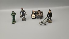 Vintage Lead Toy Train Station Figures Barclay Manoil Couple n Bench Bag Handler
