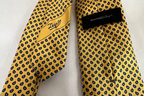 NWT Ermemegildo Zegna Yellow (Gold) Mini Paisley Tie $195.00 *S/S 2022 Style* - Picture 4 of 12