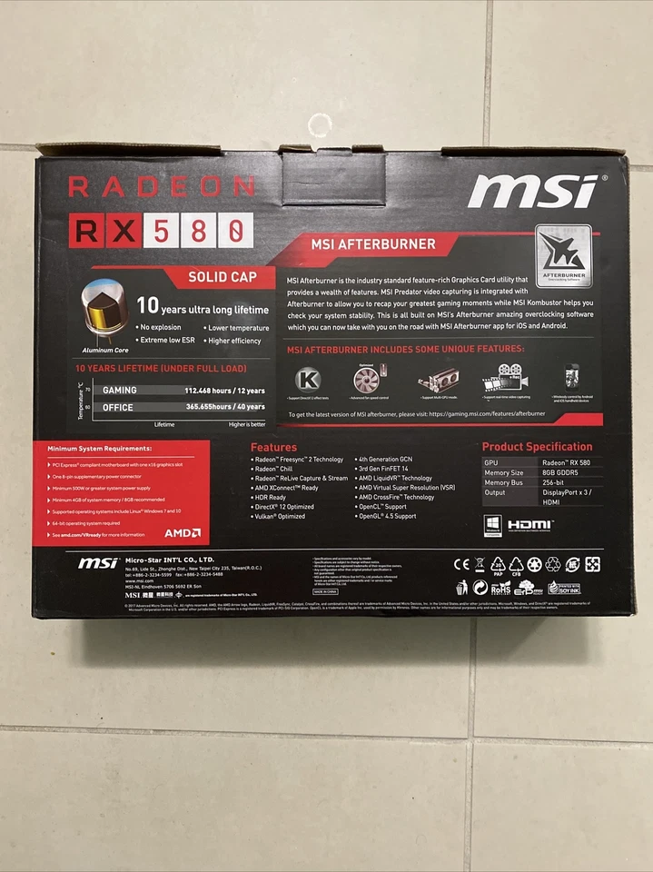 MSI Radeon RX 580 8GB GDDR5 Graphics Card (Brand New, Never Opened) Fast Ship! - Image 4 of 4