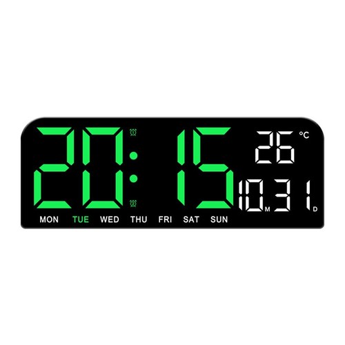 Large Digital Wall Clock featuring Temperature Date and Alarm Functions