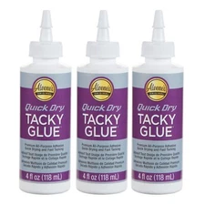 Aleene's Quick Dry Tacky Glue 4 FL OZ 3 Pack Fast Dries Clear Strong Adhesive