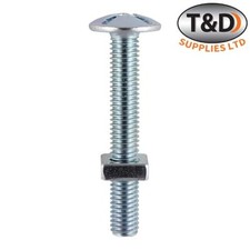 Timco M8x180 Zinc Flat Head Roofing & Sheet Metal Bolts with Square Nuts- 50Pack