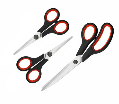 OOBRAN Multi Purpose Scissors Kitchen Household Office Stainless Steel Soft Grip SET