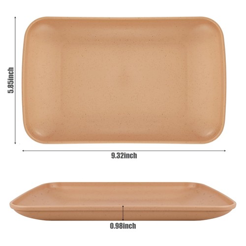 Wheat Straw Plates,4 Pack Rectangular Dinner Plates,Dinner Dishes Lightweight - Picture 2 of 6