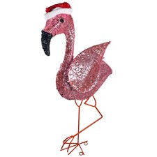 Christmas Festive Light Up Pink Sparkly Flamingo 23 Inches Tall
