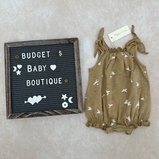 NWT RYLEE + CRU Shoulder Tie Bubble Romper Clouds Size 0-3 Months