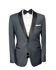 Men's Dark Gray Jacket with Black Shawl Lapel with Matching Pants
