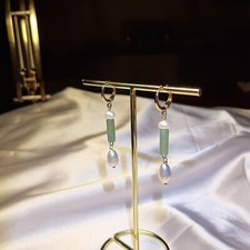 boucles d'oreilles perles de culture dormeuses pendantes pierre agate nature