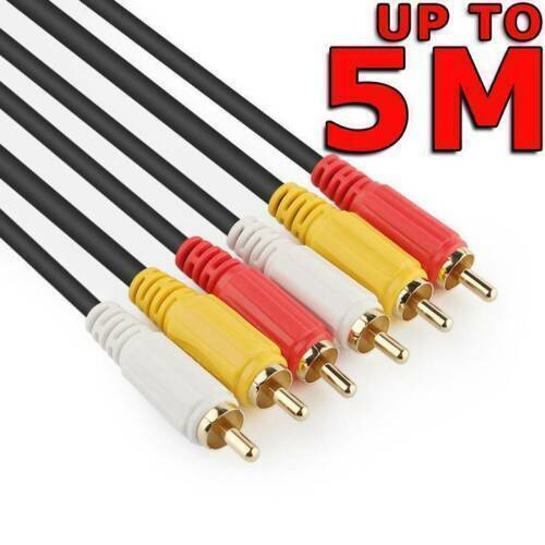 AV Audio Video Composite Cable 3RCA to 3 RCA M/M Cord Male TV DVD 1.5m 3m 5m - Picture 1 of 32