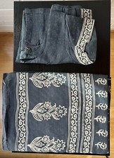Blue Hand Block-printed Organic Cotton Saree  Stitched Choli Blouse Size 4-8 