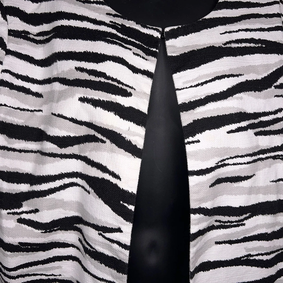 Blazer Talla 12 Chicos 2 Negro Blanco Cebra Forrado Algodón Estampado Animal Frente Abierto Foto 3 de 4