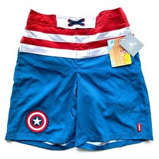 Disney Store Marvel Captain America Swim Trunk Board Shorts Size 9/10 UPF 50 