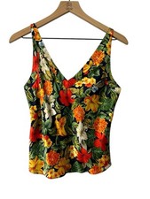 Vintage 90s Victoria s Secret 100 Silk Camisole Tank Top Tropical Floral XS