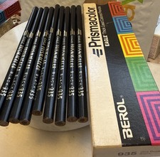 Vintage Berol Prismacolor Eagle Thick 935 Black Box Of 9 New Art Pencils