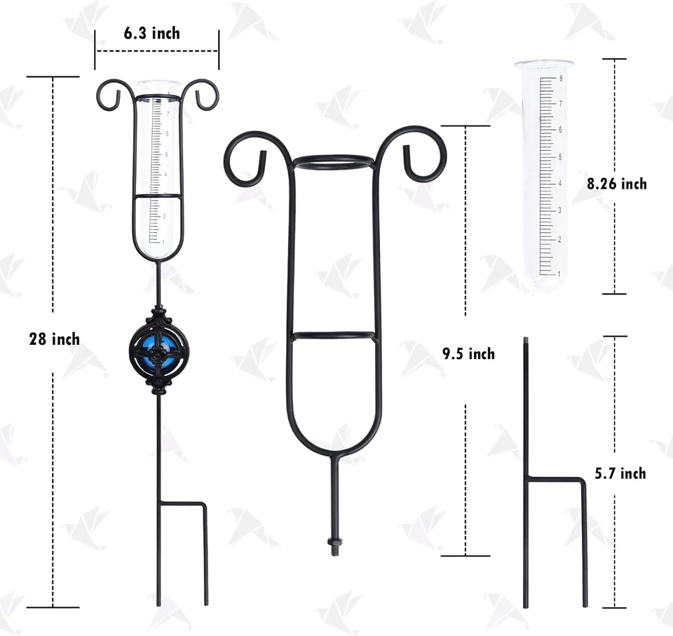 MUMTOP Rain Gauge Outdoor, Metal Gazing Ball Decorative with Stake for Lawn, Yar - Image 3 of 4