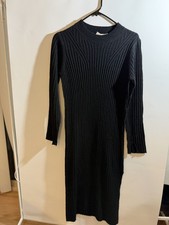All in Favor Womens Deep Claret black  Long Sleeve MIDI Sweater Dress XS
