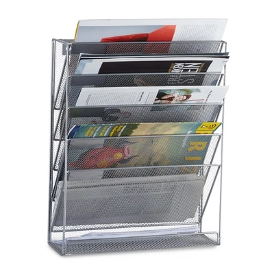 Zeitschriftenhalter wand Prospekthalter Zeitungsablage 5 Fächer Metall 1,4 kg - Bild 1 von 2
