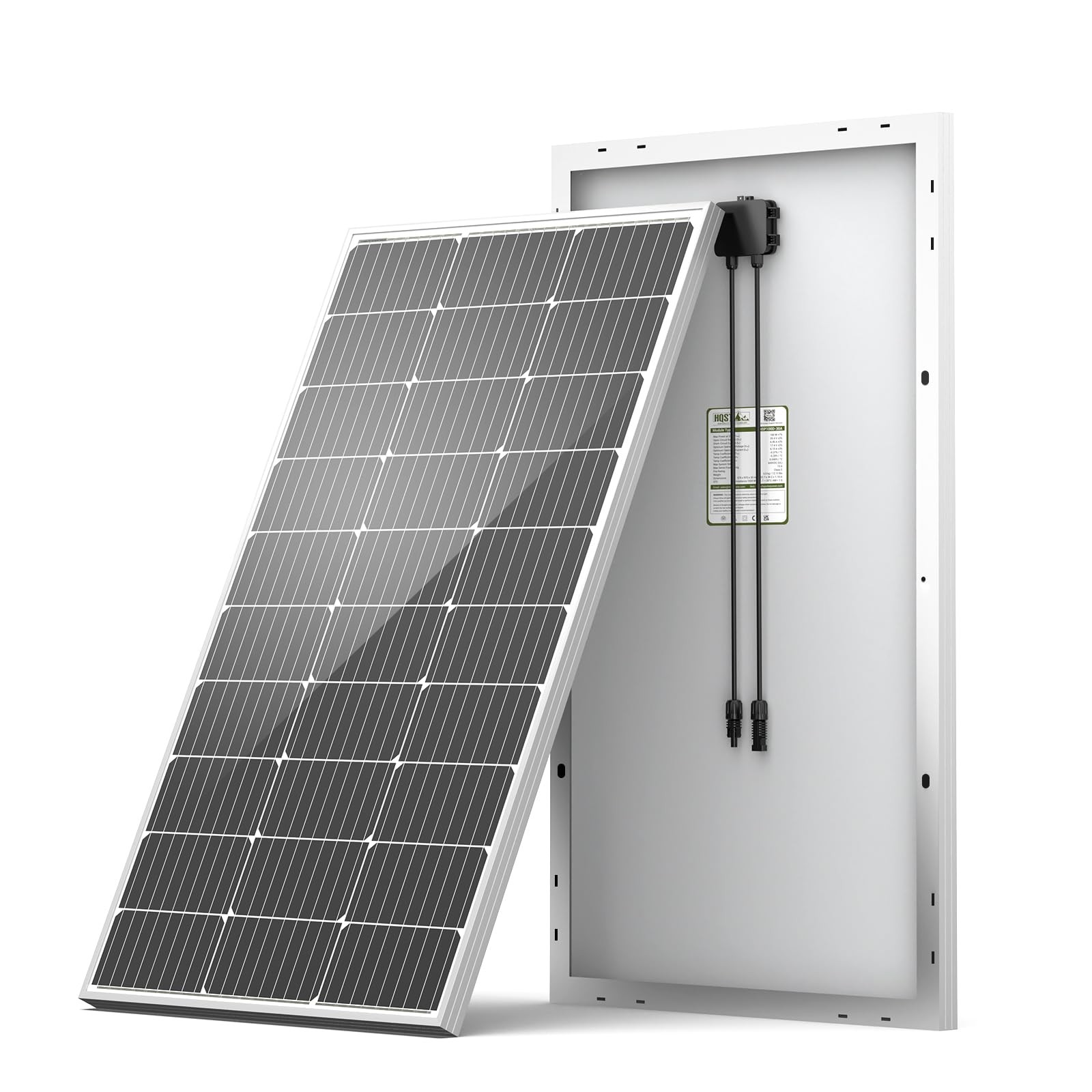 HQST 100W 12V Monocrystalline Solar Panel with Solar Connectors, High Effici...