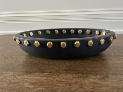 L Objet Teo Oval Serving Bowl Black And Gold