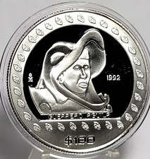 1992 Mexico $100 Pesos Guerrero Aguila / Eagle Warrior 1 oz .999 Silver Proof