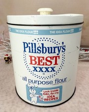 Vintage Pillsbury's Best XXXX All Purpose Flour Metal Tin w/Button Lid